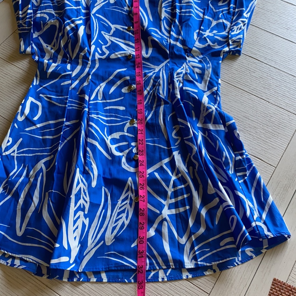 Zara blue cotton printed pleated mini dress - Picture 10 of 11